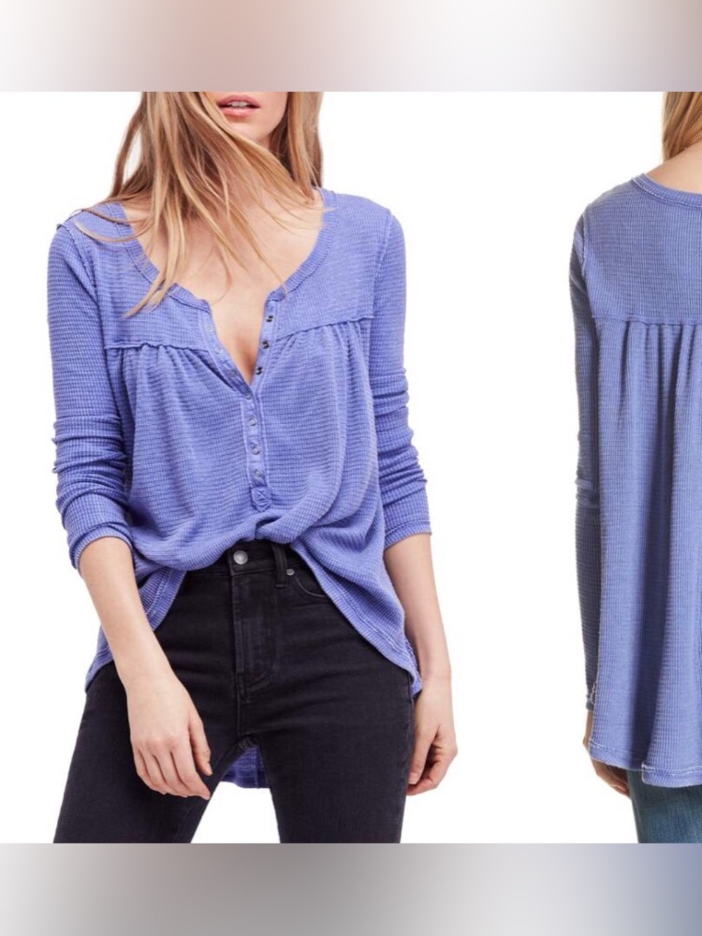 Free People We The Free thermal Henley shirt features waffle knit top size small